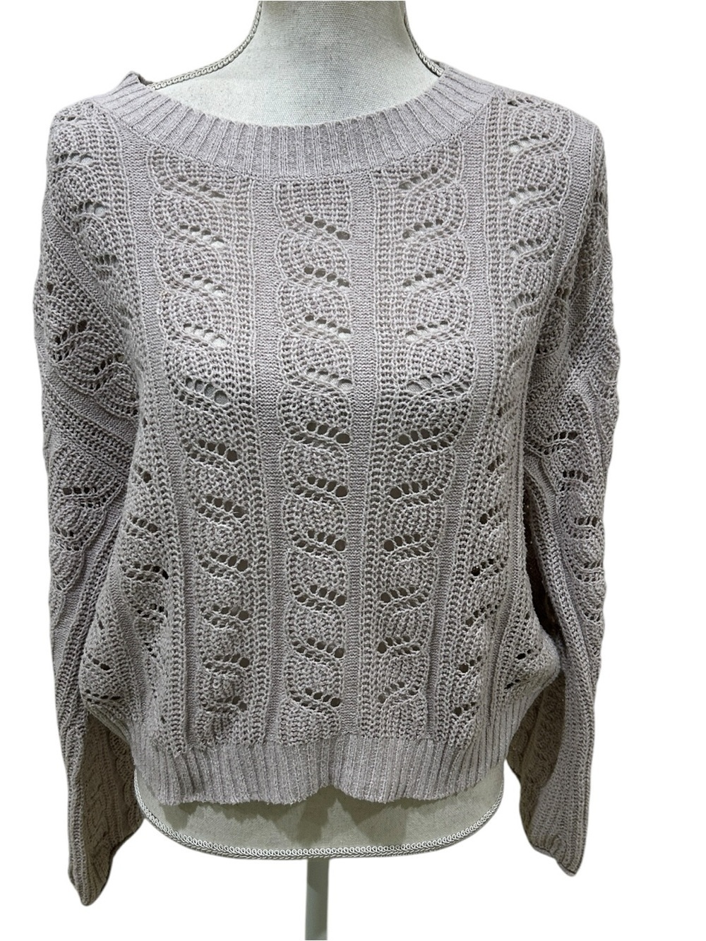 American Eagle lavender Crew neck woven boxy Sweater bell sleeve sz extra small